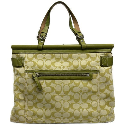 COACH Signature Soho Turnlock Canvas Bag Green Size ONE SIZE