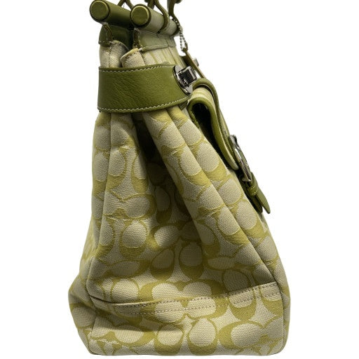 COACH Signature Soho Turnlock Canvas Bag Green Size ONE SIZE