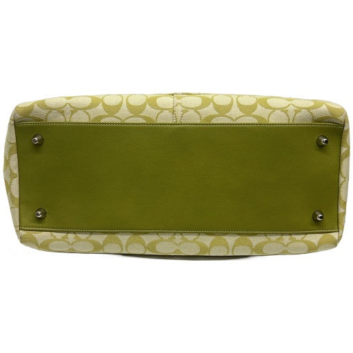 COACH Signature Soho Turnlock Canvas Bag Green Size ONE SIZE
