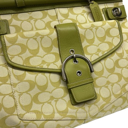 COACH Signature Soho Turnlock Canvas Bag Green Size ONE SIZE