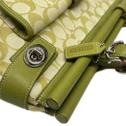 COACH Signature Soho Turnlock Canvas Bag Green Size ONE SIZE