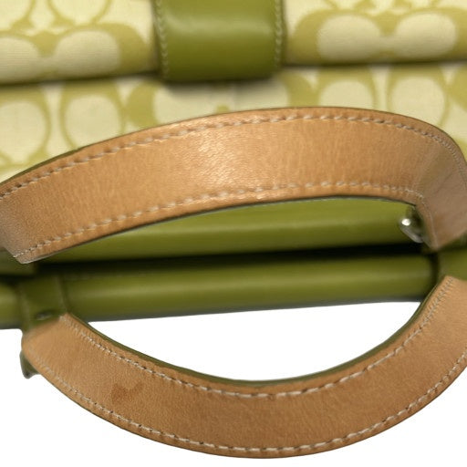 COACH Signature Soho Turnlock Canvas Bag Green Size ONE SIZE