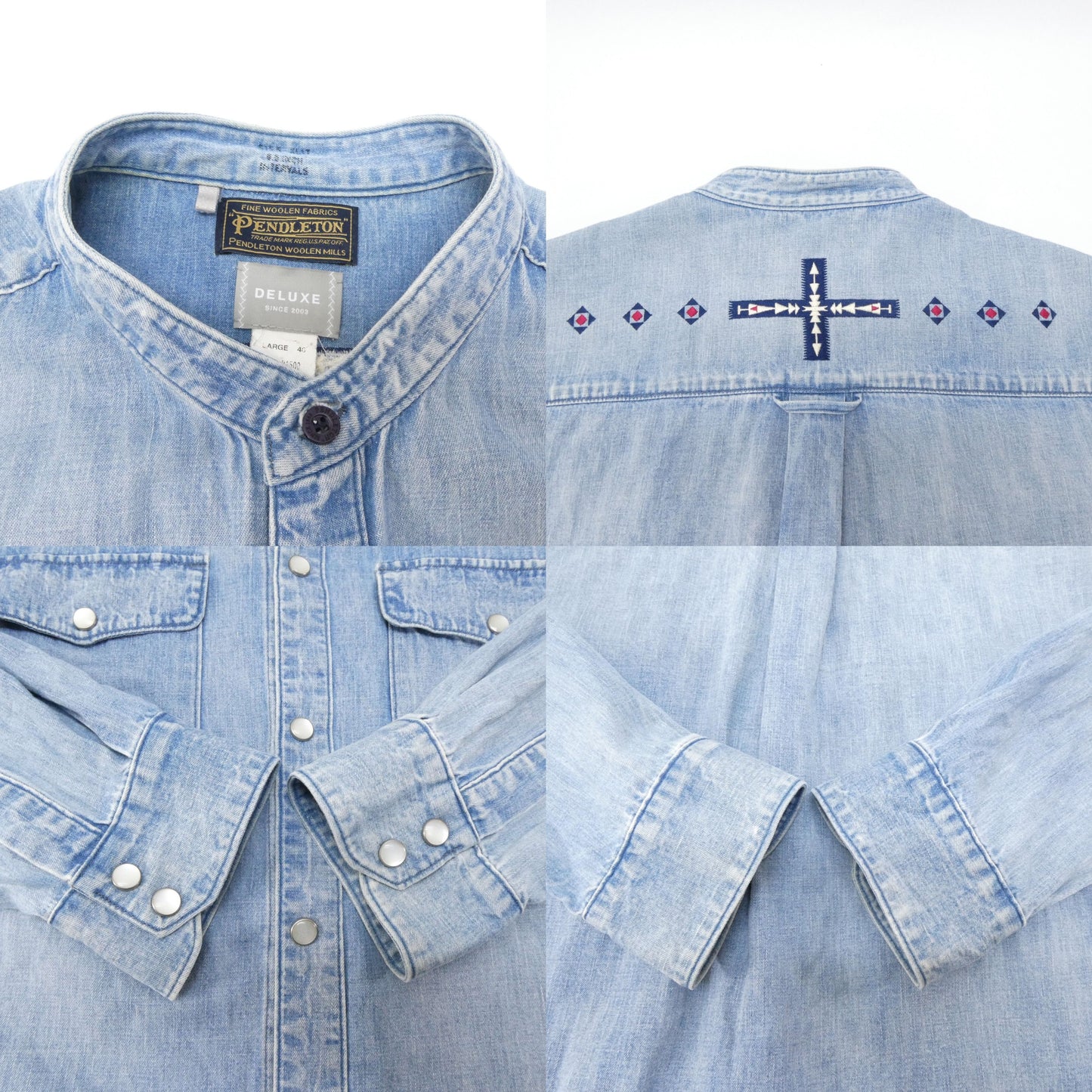 DELUXE x PENDLETON Native Embroidered Denim Shirt Size L