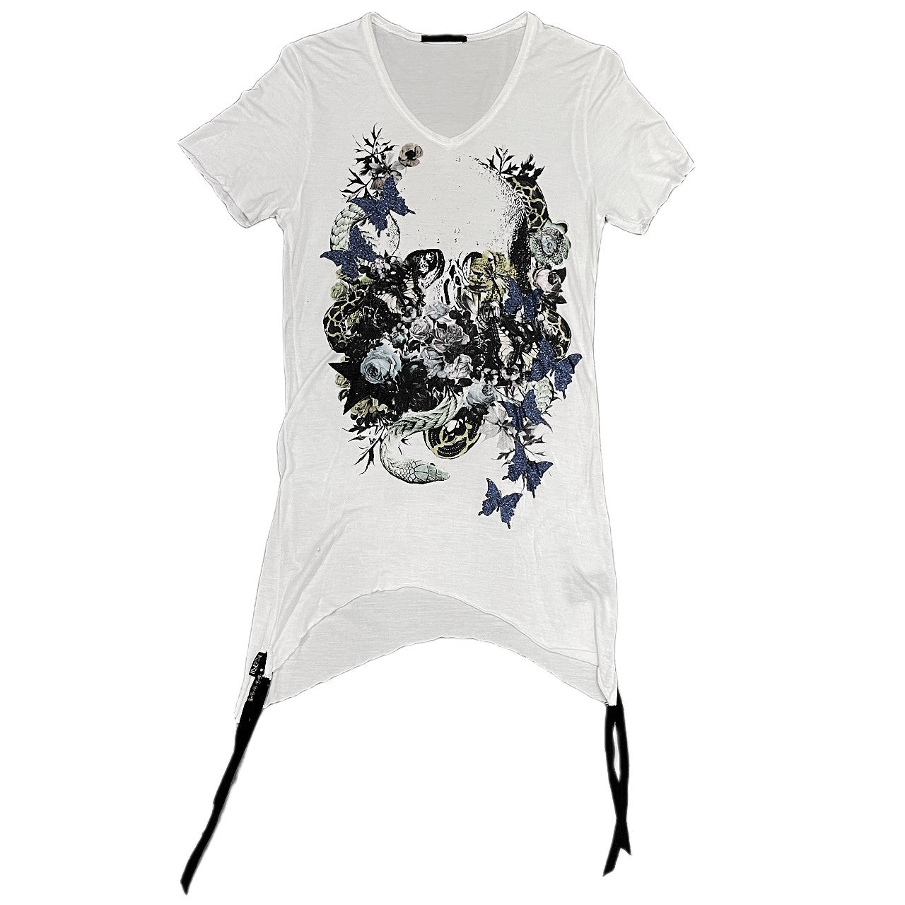 KMRii Y2K Butterfly Glitter Print T-Shirt White Size 2