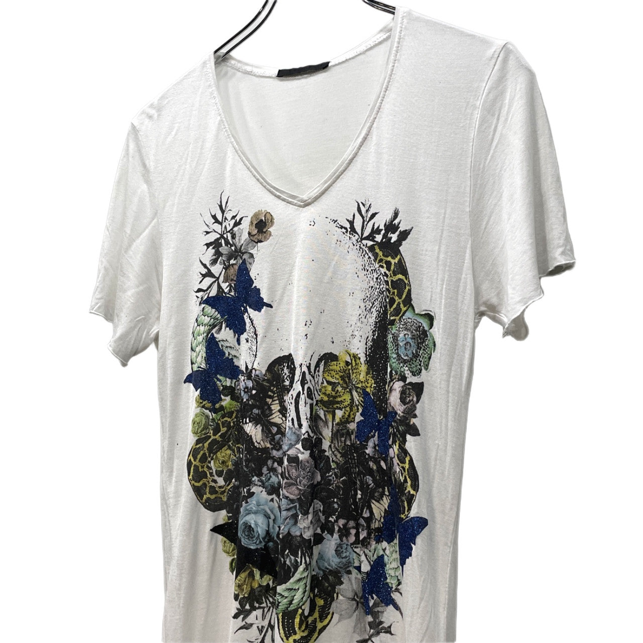 KMRii Y2K Butterfly Glitter Print T-Shirt White Size 2