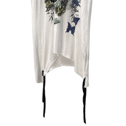 KMRii Y2K Butterfly Glitter Print T-Shirt White Size 2