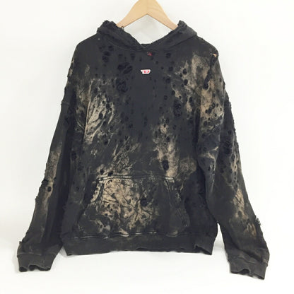 DIESEL Damaged Pullover Hoodie Black Size S