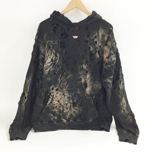 DIESEL Damaged Pullover Hoodie Black Size S