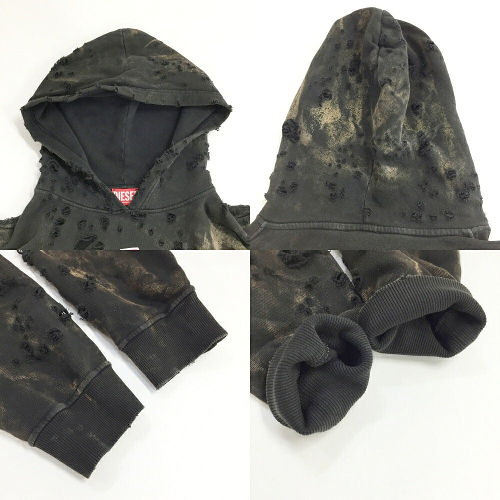 DIESEL Damaged Pullover Hoodie Black Size S