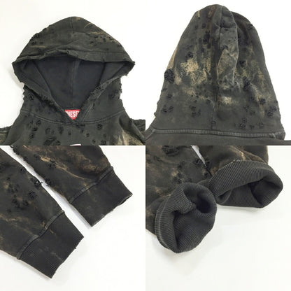 DIESEL Damaged Pullover Hoodie Black Size S