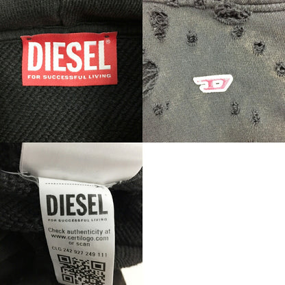 DIESEL Damaged Pullover Hoodie Black Size S
