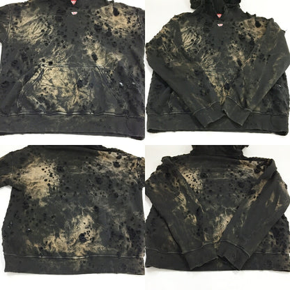 DIESEL Damaged Pullover Hoodie Black Size S