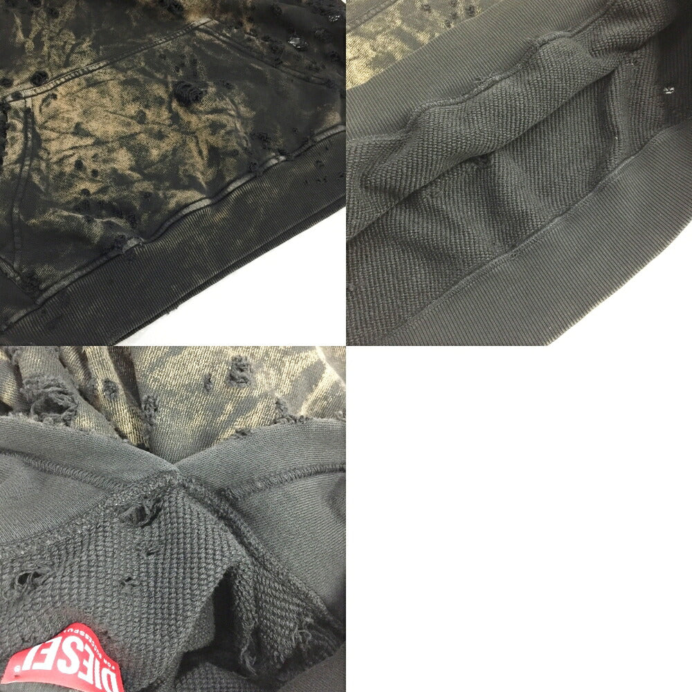 DIESEL Damaged Pullover Hoodie Black Size S