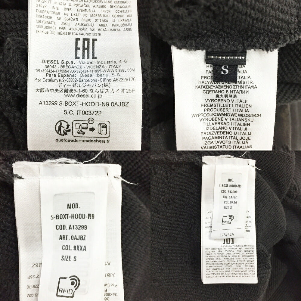 DIESEL Damaged Pullover Hoodie Black Size S