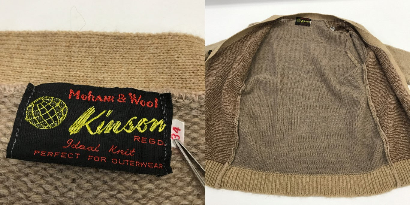 Kinson 60s Mohair Knit Cardigan Beige Size 34