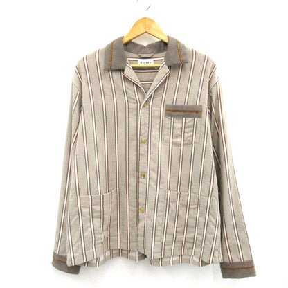 TANAKA Stripe Open Collar Shirt Beige Size M