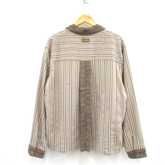 TANAKA Stripe Open Collar Shirt Beige Size M