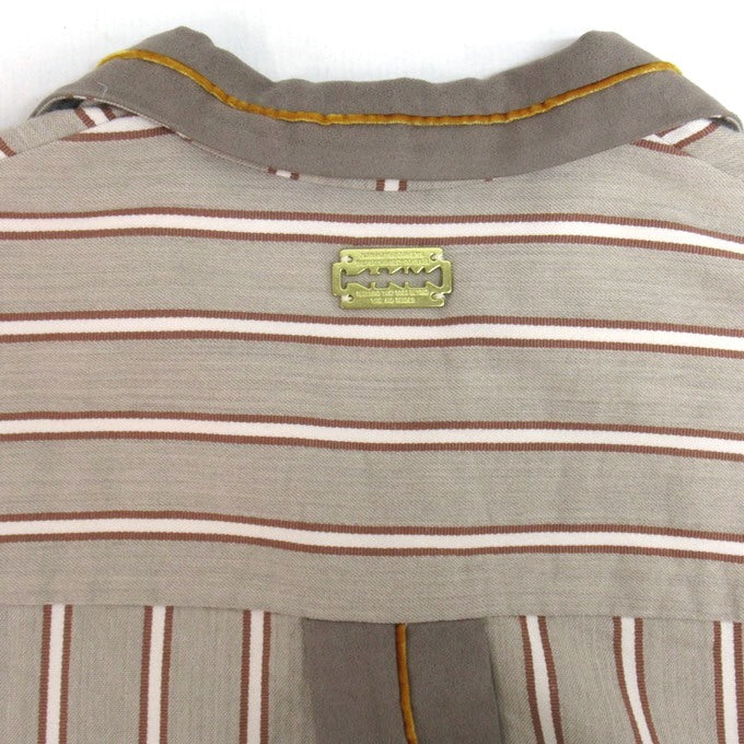 TANAKA Stripe Open Collar Shirt Beige Size M