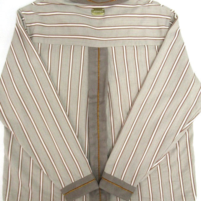 TANAKA Stripe Open Collar Shirt Beige Size M