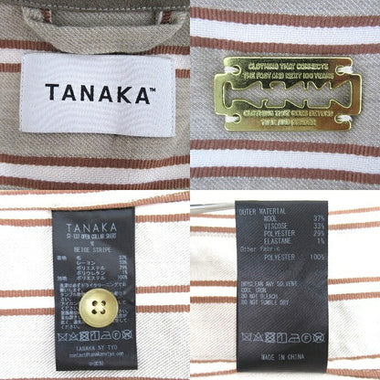 TANAKA Stripe Open Collar Shirt Beige Size M