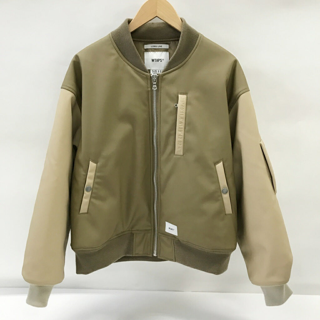 WTAPS 21AW YT13 Faux Leather Bomber Jacket Beige Size 01