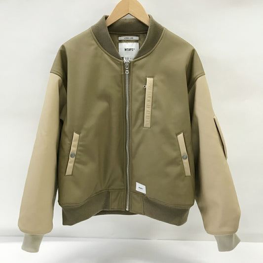 WTAPS 21AW YT13 Faux Leather Bomber Jacket Beige Size 01