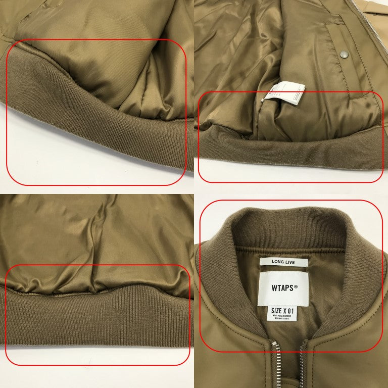 WTAPS 21AW YT13 Faux Leather Bomber Jacket Beige Size 01
