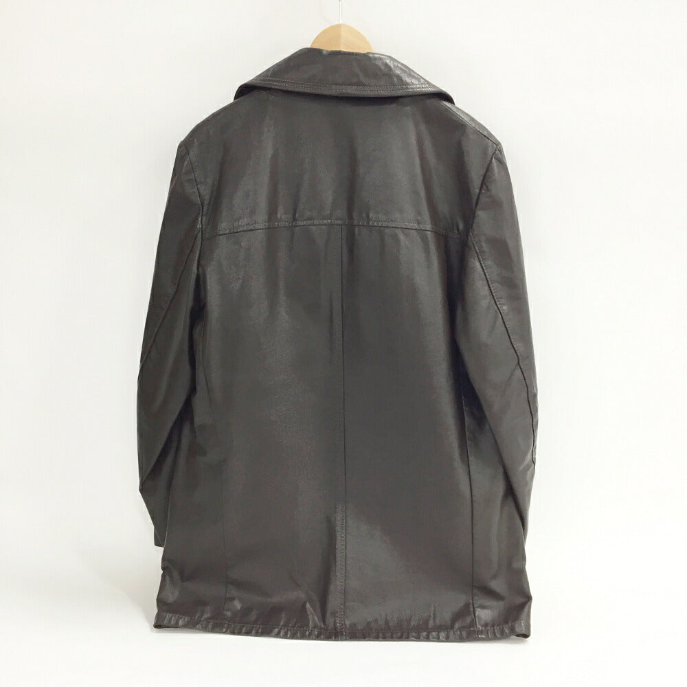 MONTGOMERY WARD Lined Leather Coat Buttons Brown Size L