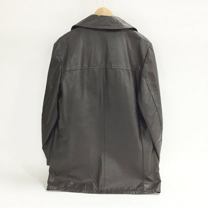 MONTGOMERY WARD Lined Leather Coat Buttons Brown Size L