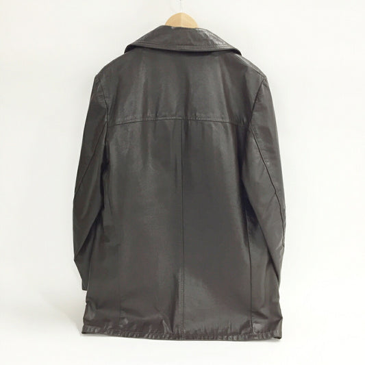 MONTGOMERY WARD Lined Leather Coat Buttons Brown Size L