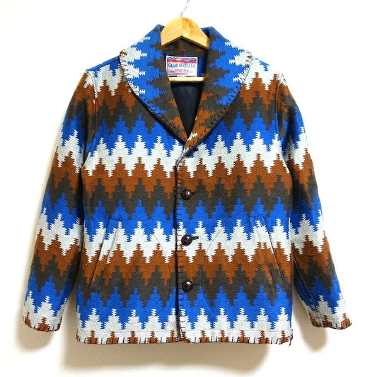 CALEE Acrylic Wool Native Shawl Collar Jacket Multi Size M