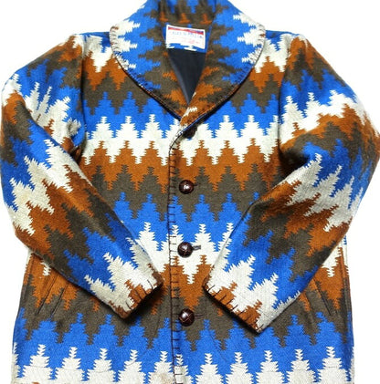 CALEE Acrylic Wool Native Shawl Collar Jacket Multi Size M