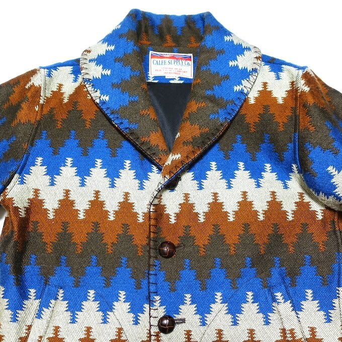 CALEE Acrylic Wool Native Shawl Collar Jacket Multi Size M
