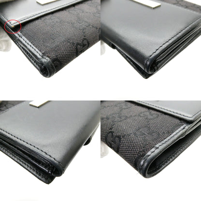 GUCCI GG Canvas Leather Bi-Fold Wallet Black Size ONE SIZE