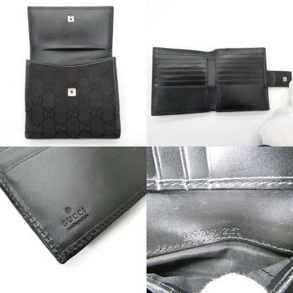 GUCCI GG Canvas Leather Bi-Fold Wallet Black Size ONE SIZE