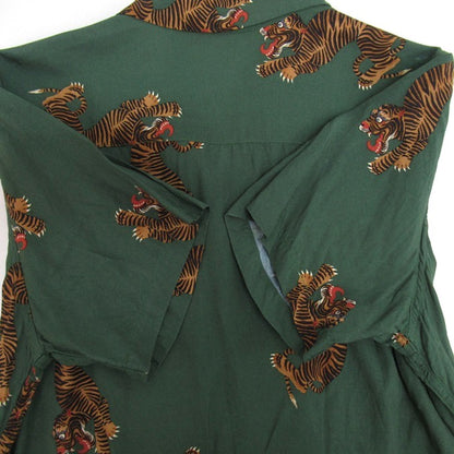 WACKO MARIA Hawaiian Long Sleeve Shirt Tiger Green Size S