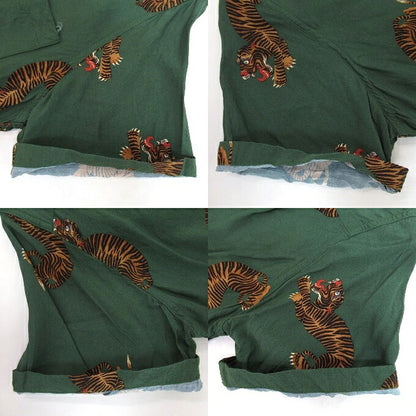 WACKO MARIA Hawaiian Long Sleeve Shirt Tiger Green Size S