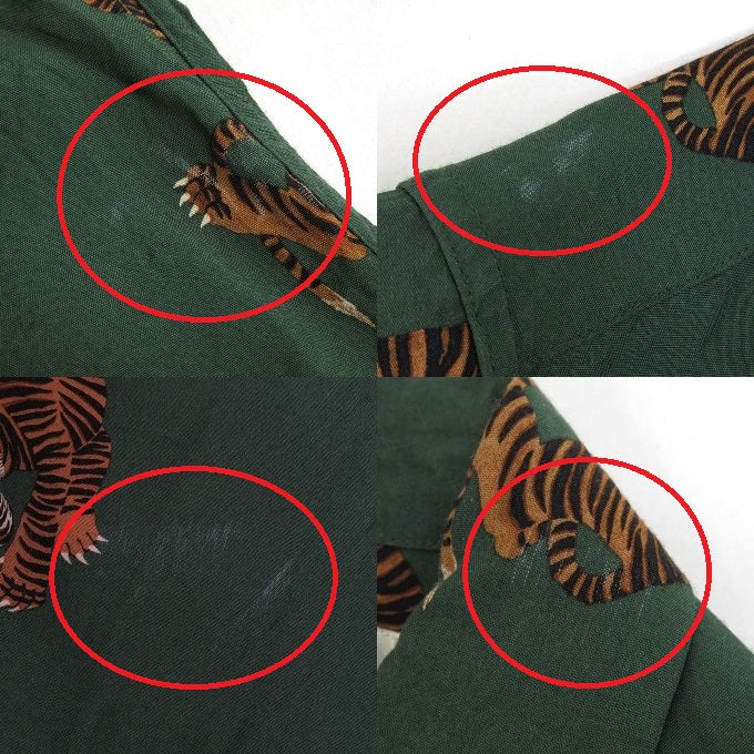 WACKO MARIA Hawaiian Long Sleeve Shirt Tiger Green Size S