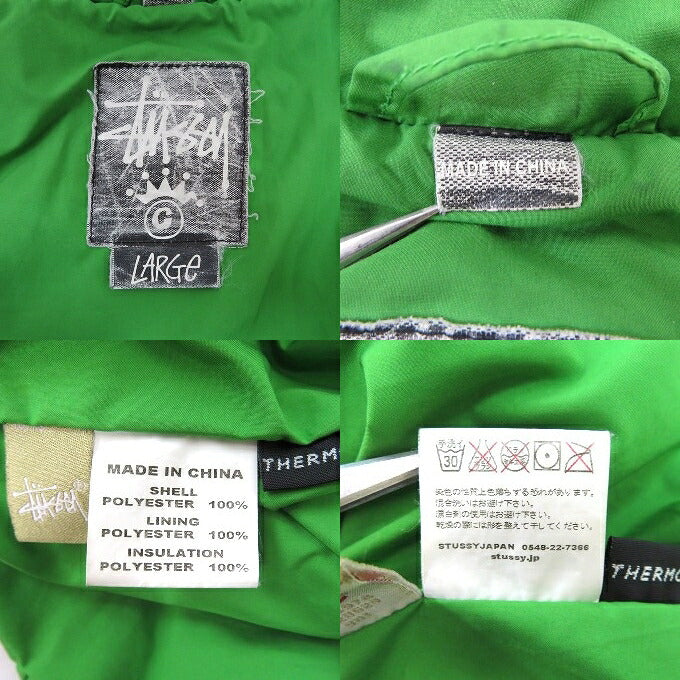 STUSSY Down Jacket Green Size L