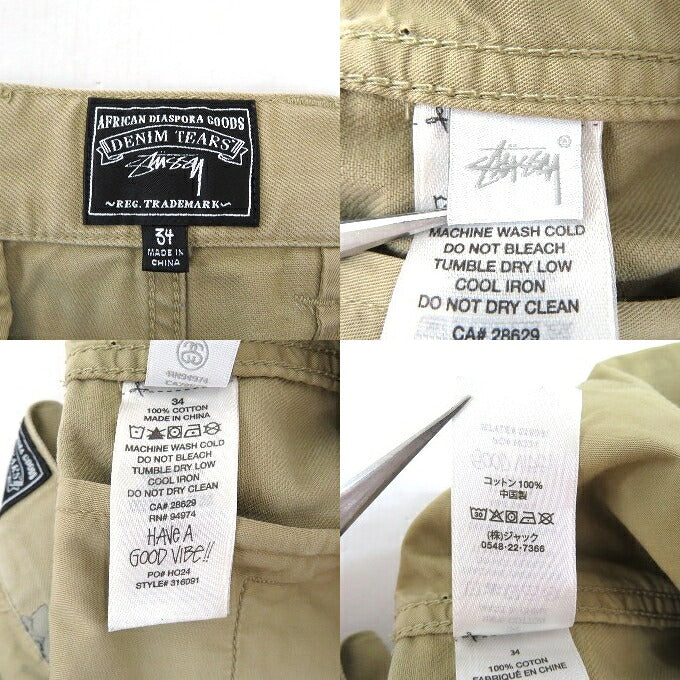 DENIM TEARS x STUSSY Wreath Chino Pants Beige Size 34