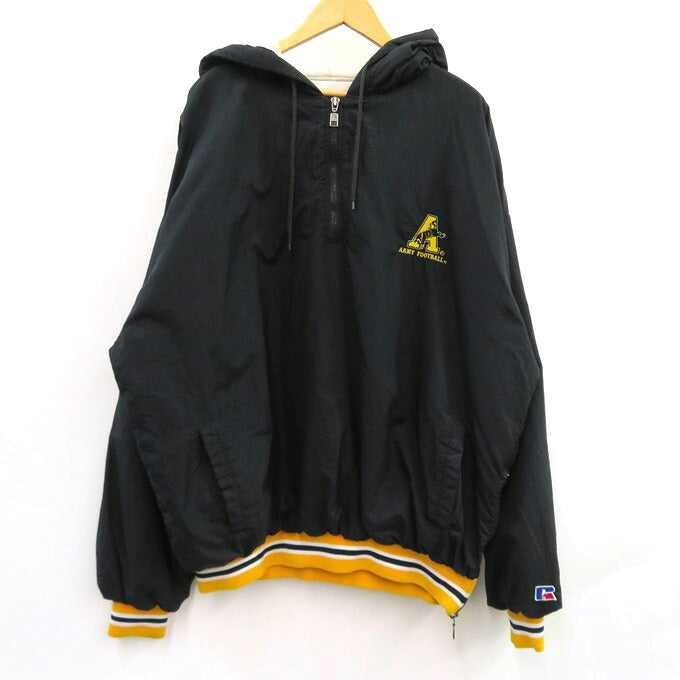 RUSSELL ATHLETIC Rib Line Half-Zip Hoodie Black Size XL