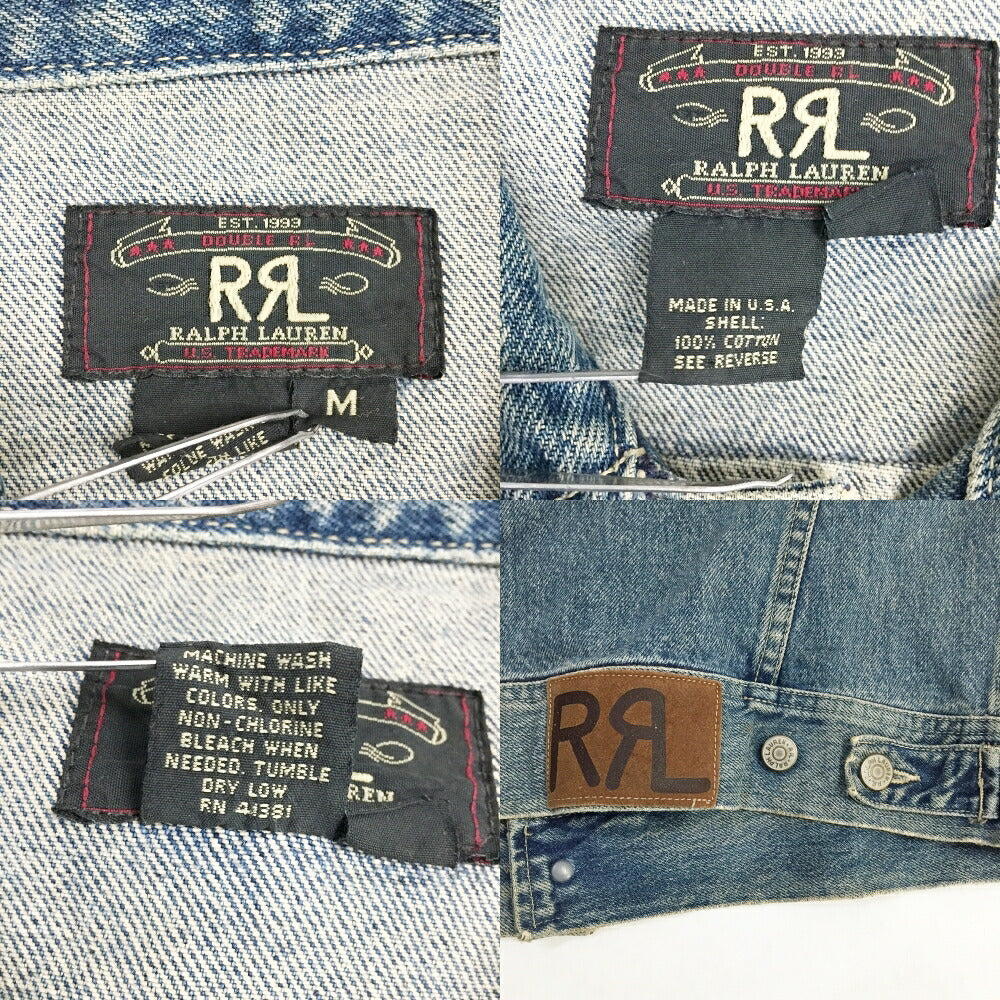 RRL 90s Cropped 3-Star Tag Denim Jacket Blue Size M