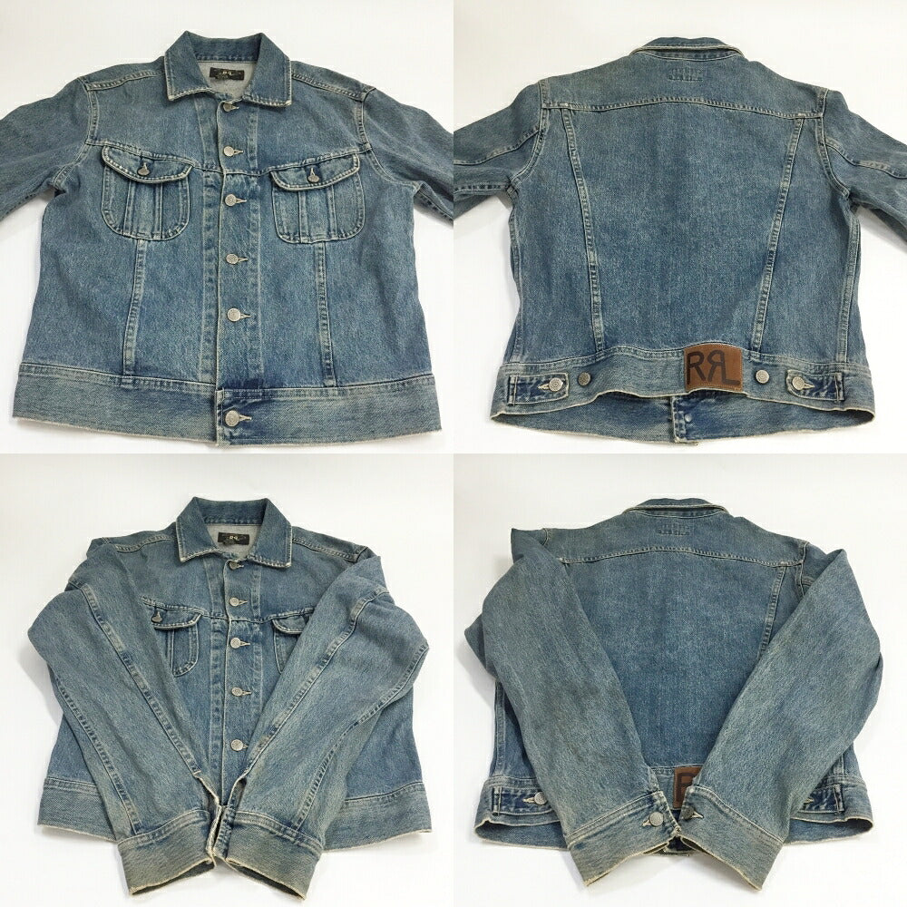 RRL 90s Cropped 3-Star Tag Denim Jacket Blue Size M