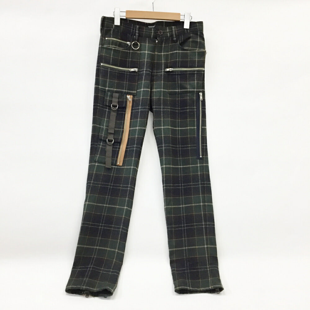 UNDERCOVER Zip Bondage Check Pants Khaki Green Size 2
