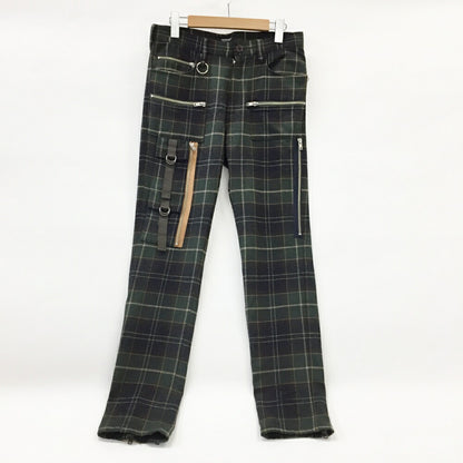 UNDERCOVER Zip Bondage Check Pants Khaki Green Size 2