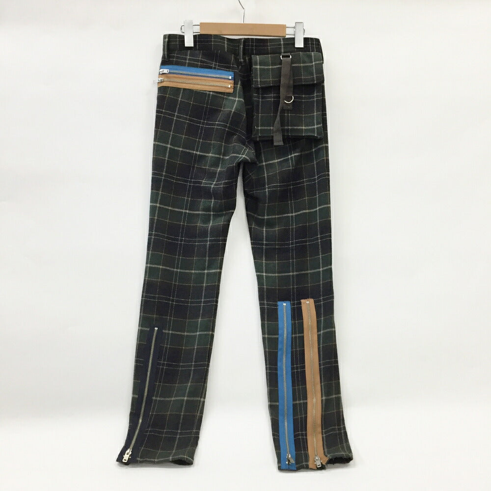 UNDERCOVER Zip Bondage Check Pants Khaki Green Size 2