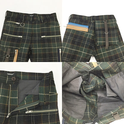 UNDERCOVER Zip Bondage Check Pants Khaki Green Size 2