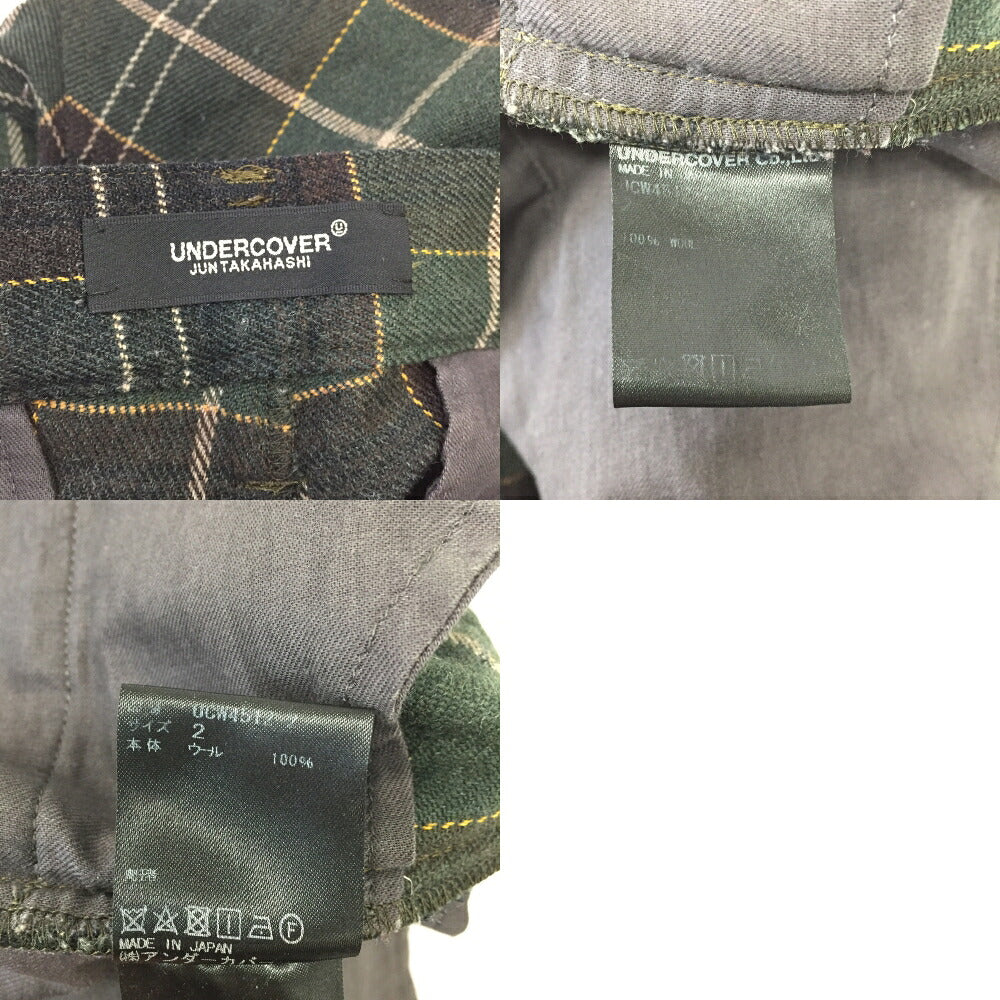 UNDERCOVER Zip Bondage Check Pants Khaki Green Size 2