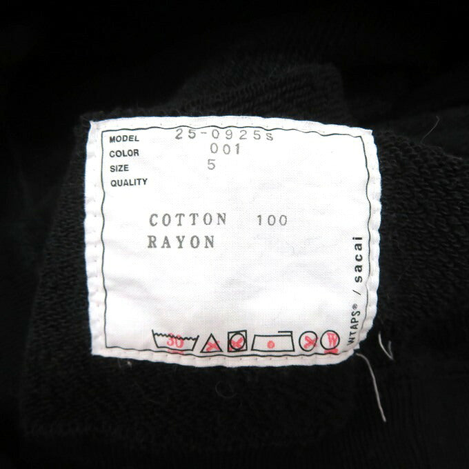 WTAPS x sacai Flock Print Hoodie Black Size 5