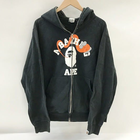 A BATHING APE College Logo Zip Up Hoodie Black Size M